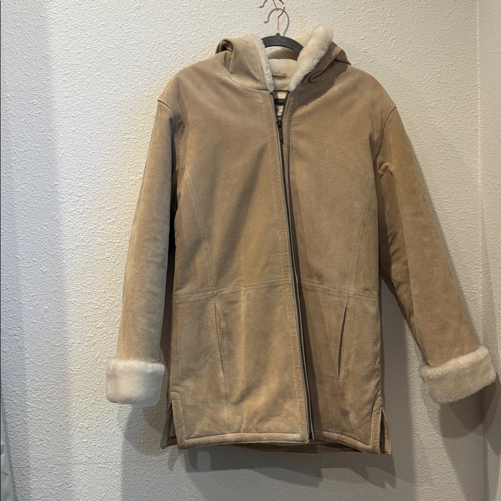 Hooded leather Jacket fur